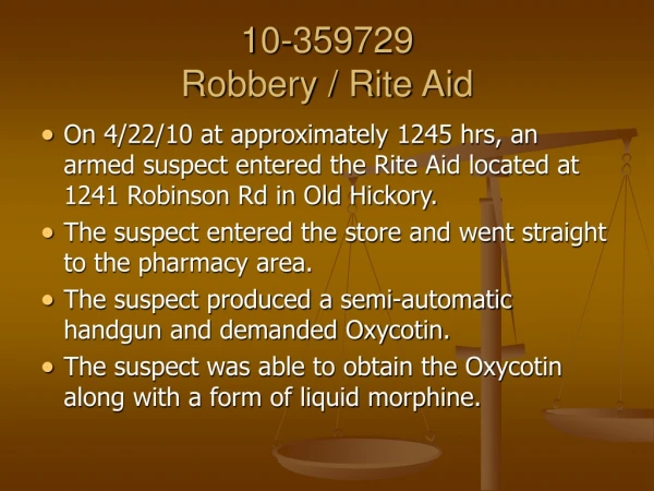 10-359729 Robbery / Rite Aid