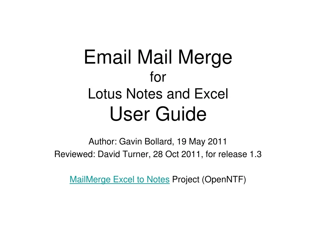 email mail merge for lotus notes and excel user guide