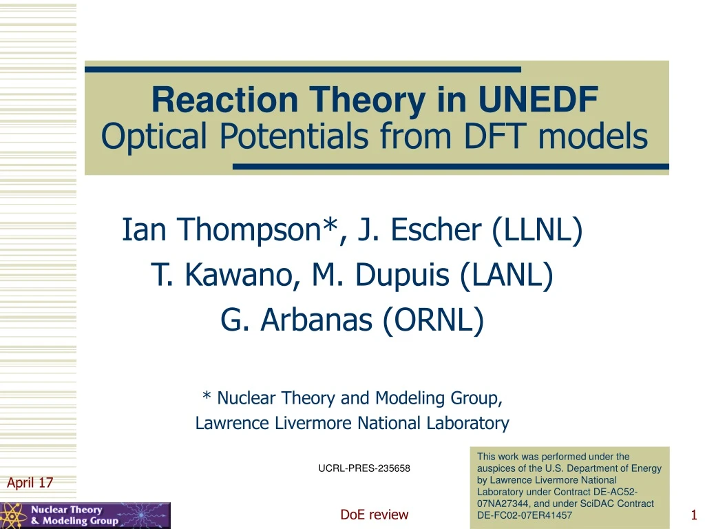 reaction theory in unedf optical potentials from dft models