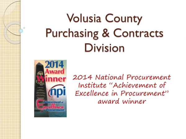 Volusia County Purchasing &amp; Contracts Division