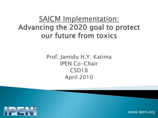 SAICM Implementation: Advancing the 2020 goal to protect our future from toxics