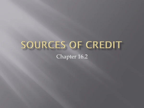 Sources of credit