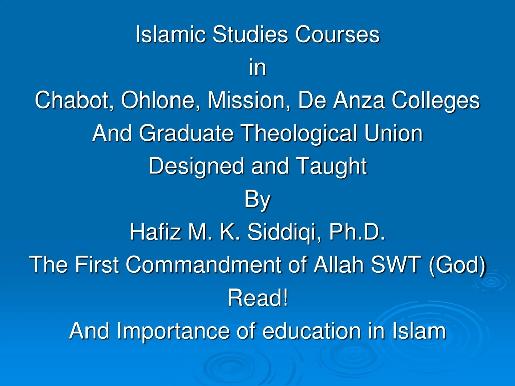 islamic studies courses in chabot ohlone mission