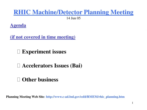 RHIC Machine/Detector Planning Meeting 14 Jun 05