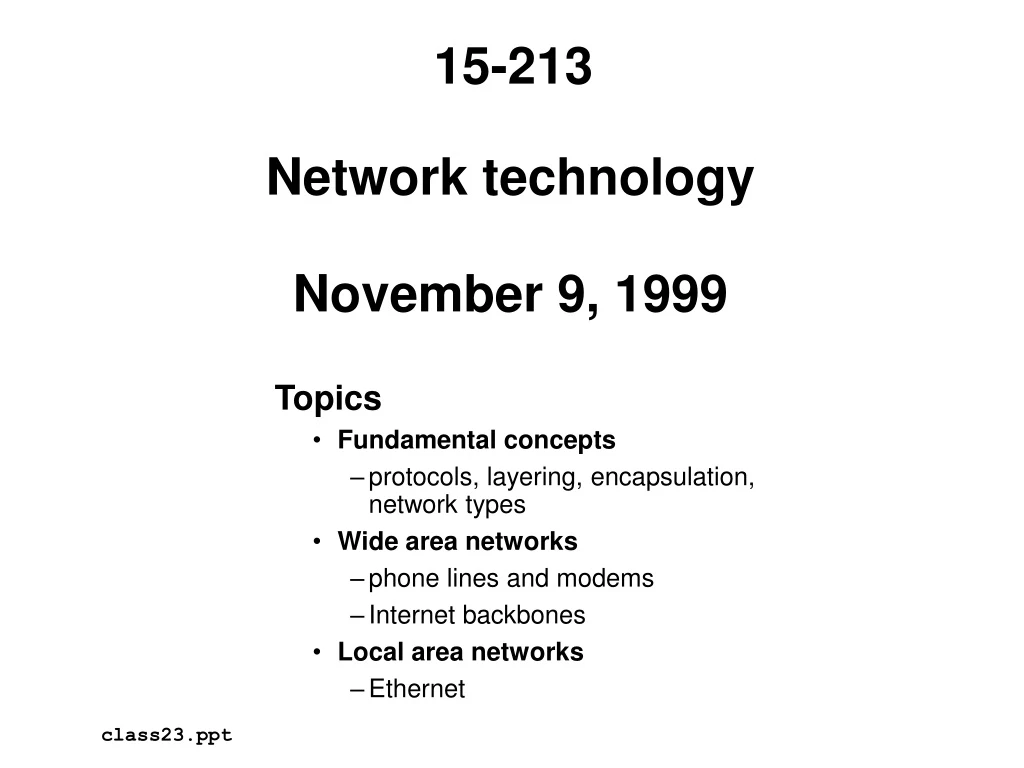 network technology november 9 1999