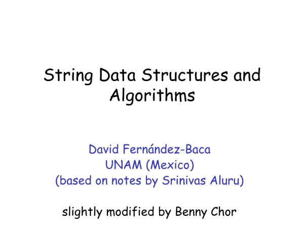 String Data Structures and Algorithms