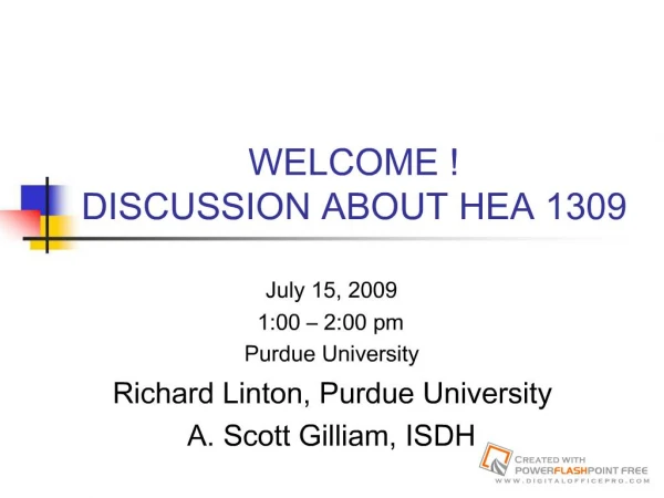 HEA 1309 Overview