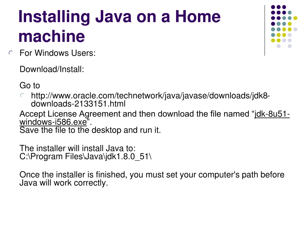 installing java on a home machine