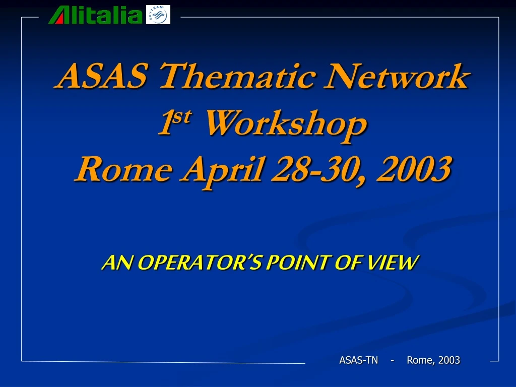 asas thematic network 1 st workshop rome april