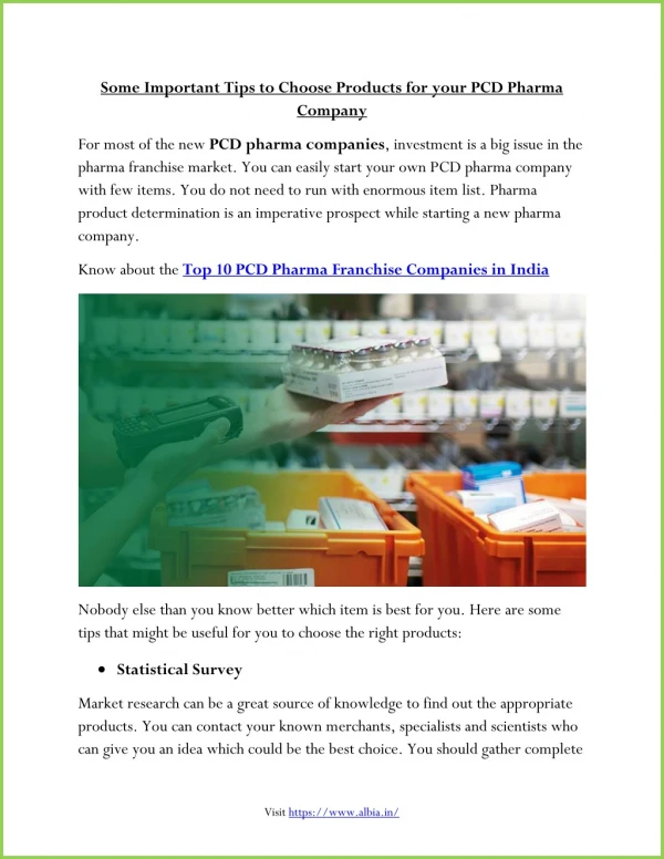 Some Important Tips to Choose Products for your PCD Pharma Company
