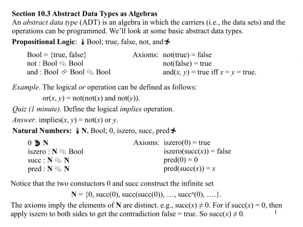 Section 10.3 Abstract Data Types as Algebras