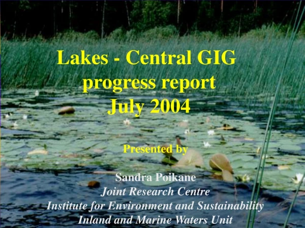 Lakes - Central GIG progress report July 2004