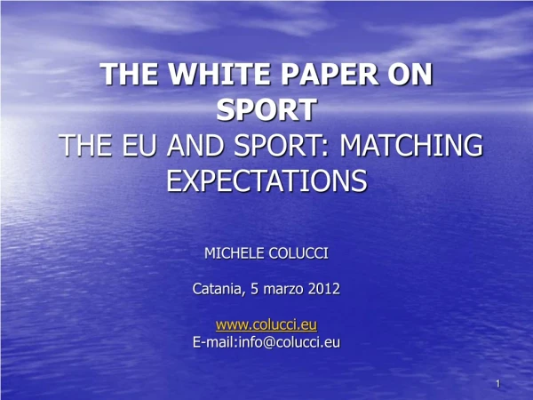 THE WHITE PAPER ON SPORT THE EU AND SPORT: MATCHING EXPECTATIONS