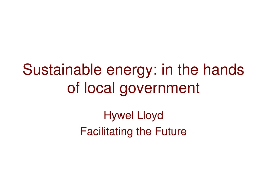 sustainable energy in the hands of local government