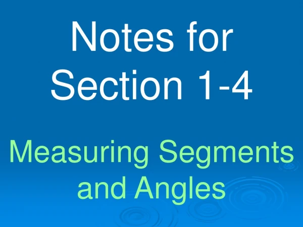 Notes for Section 1-4