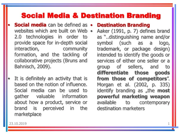 Social Media &amp; Destination Branding