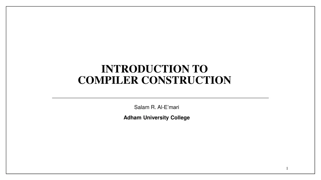 introduction to compiler construction