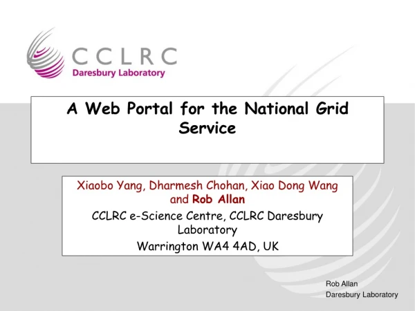 A Web Portal for the National Grid Service