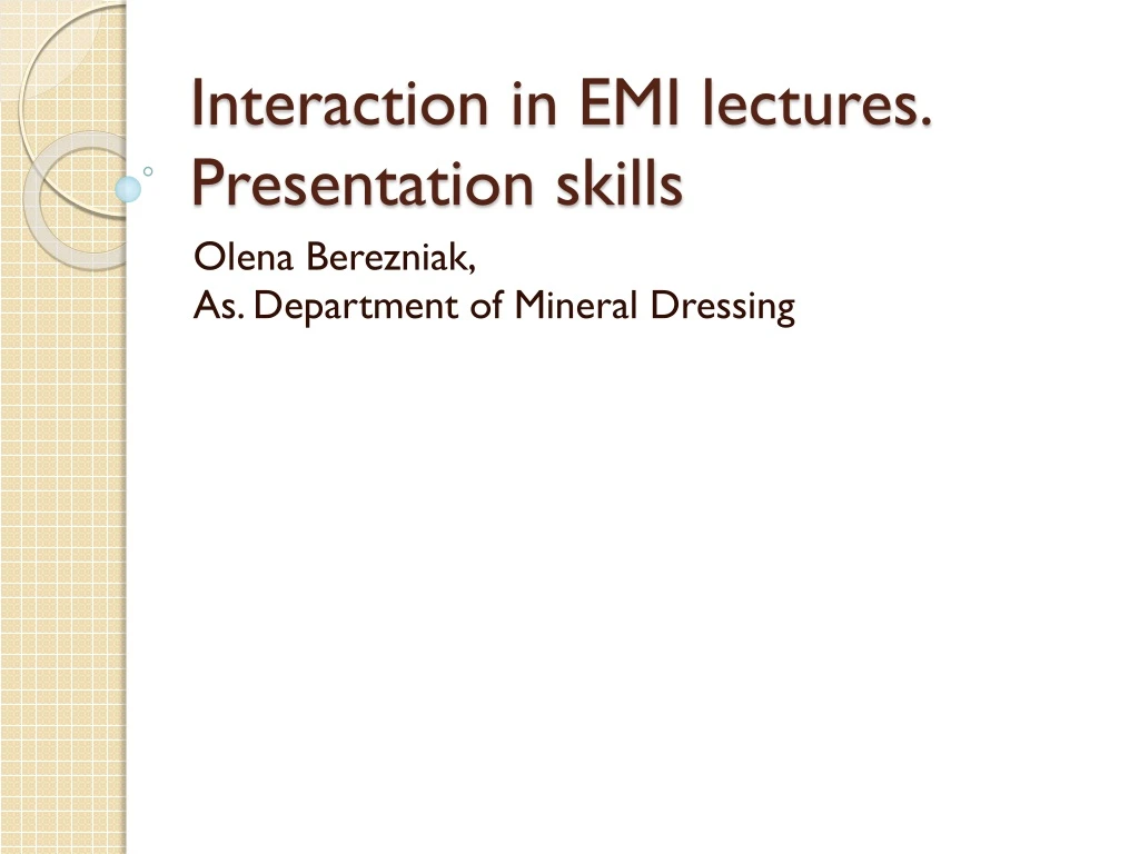 interaction in emi lectures presentation skills