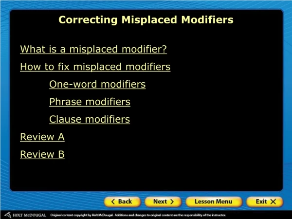 Correcting Misplaced Modifiers