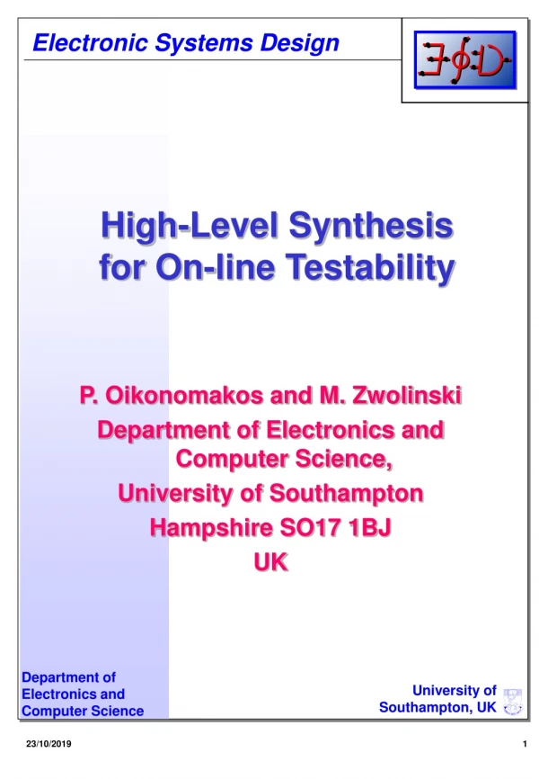 High-Level Synthesis for On-line Testability