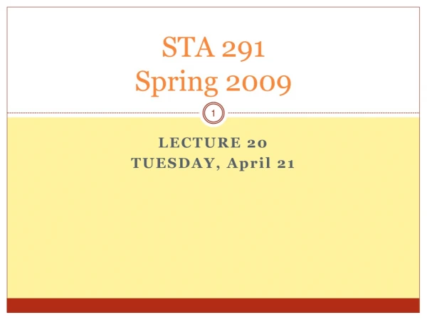 STA 291 Spring 2009