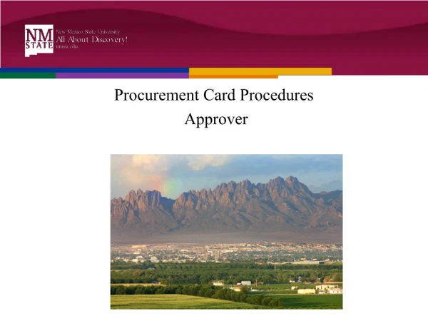 Procurement Card Procedures Approver