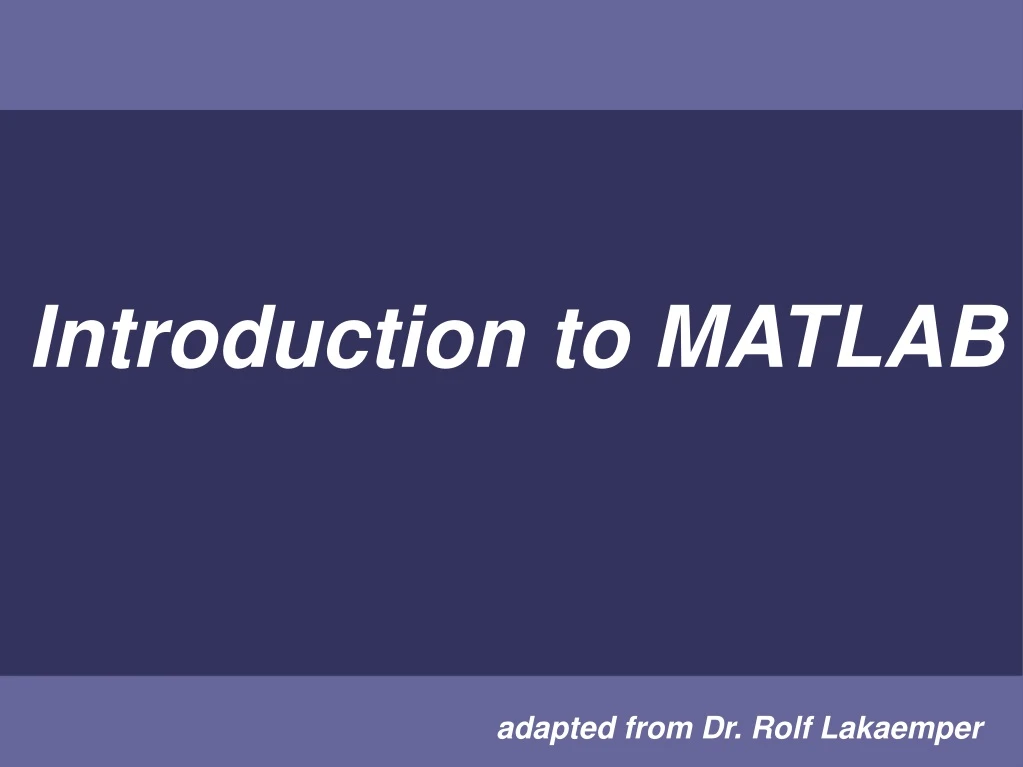 introduction to matlab