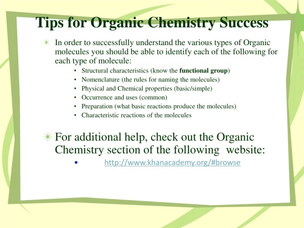 Tips for Organic Chemistry Success