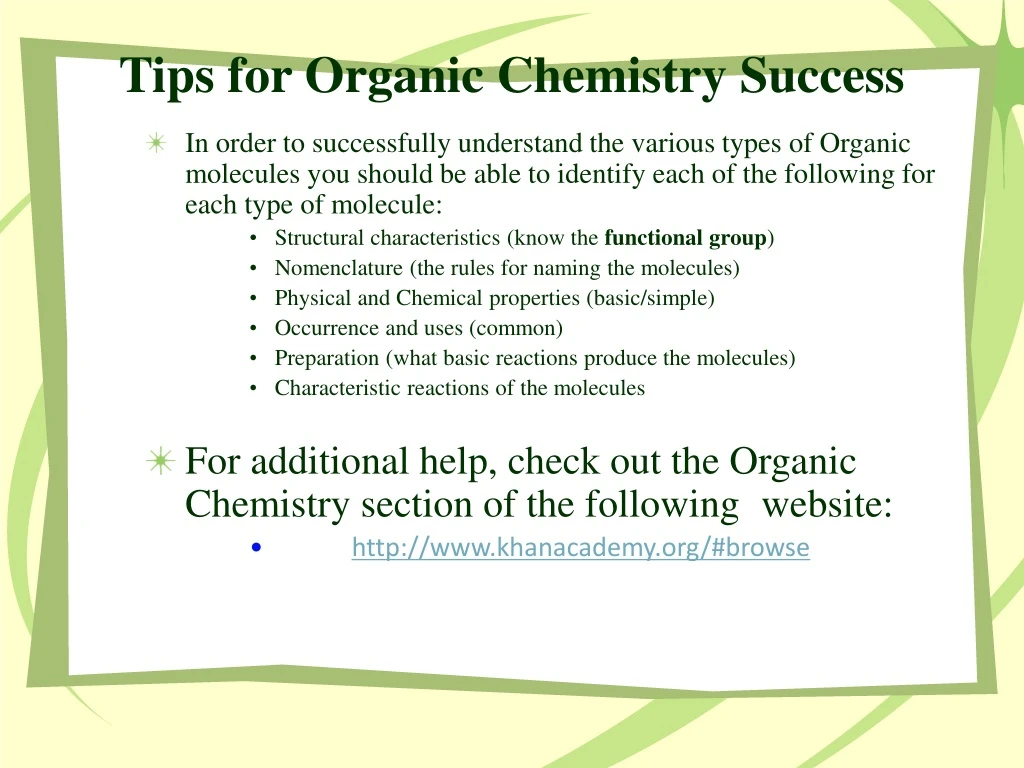 tips for organic chemistry success