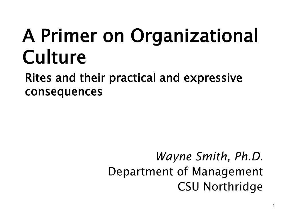 a primer on organizational culture