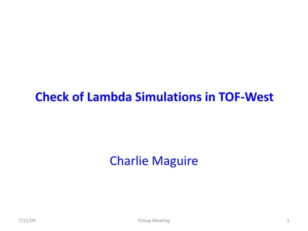 Check of Lambda Simulations in TOF-West