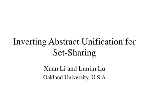 Inverting Abstract Unification for Set-Sharing