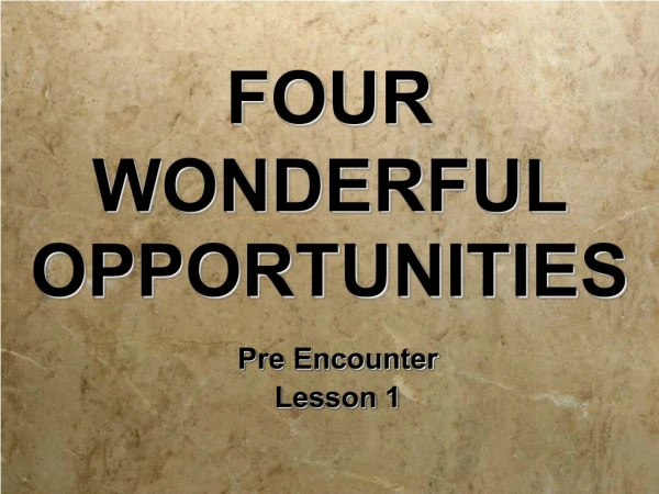 FOUR WONDERFUL OPPORTUNITIES