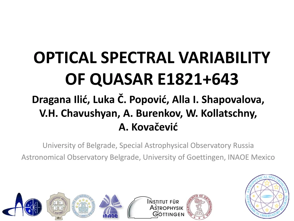 optical spectral variability of quasar e1821 643