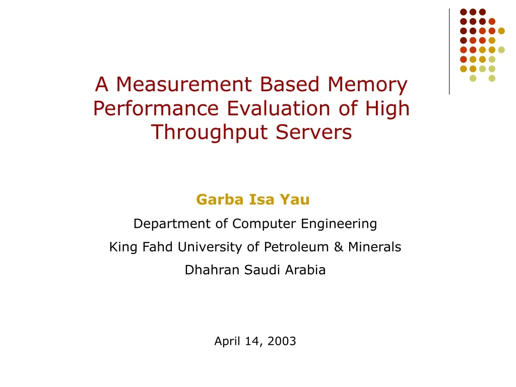 a measurement based memory performance evaluation