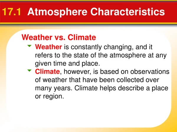 17.1 Atmosphere Characteristics