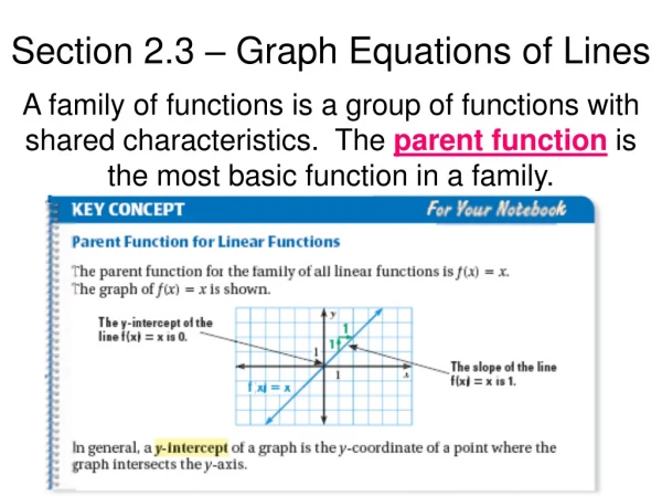 Section 2.3 – Graph Equations of Lines