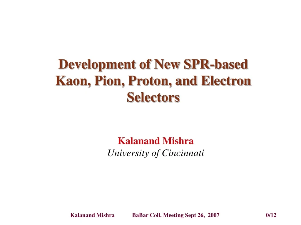 development of new spr based kaon pion proton