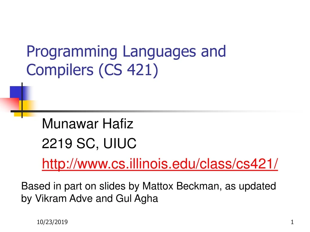 programming languages and compilers cs 421