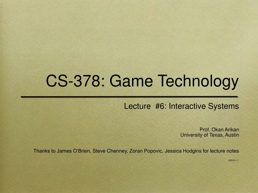 cs 378 game technology