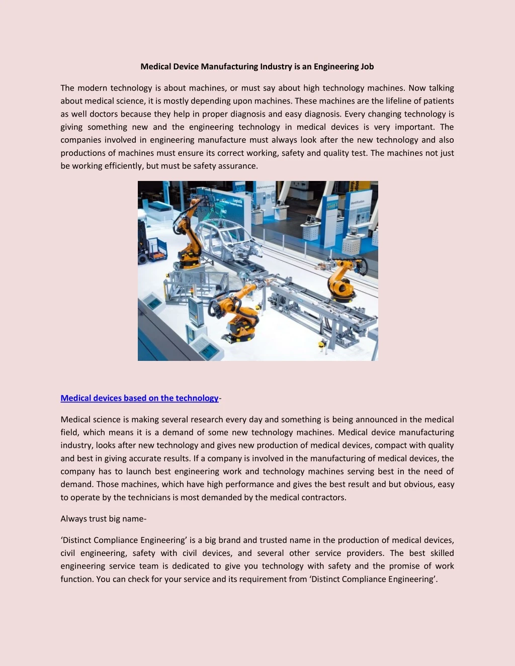 medical device manufacturing industry