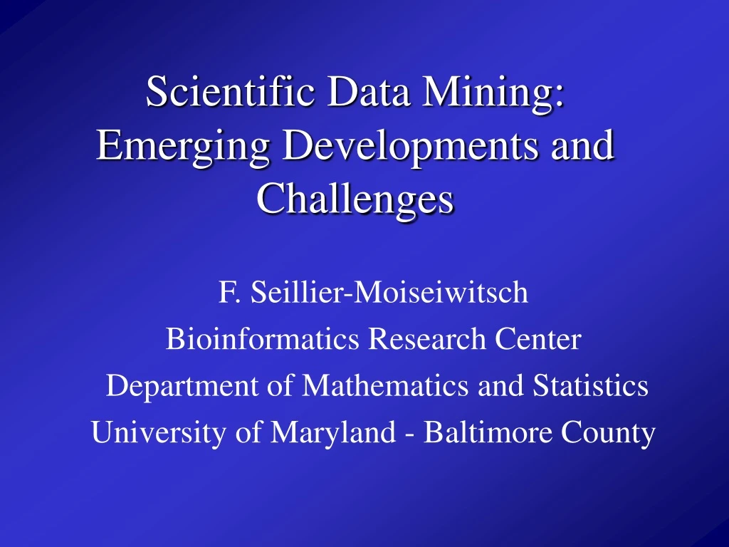 scientific data mining emerging developments and challenges