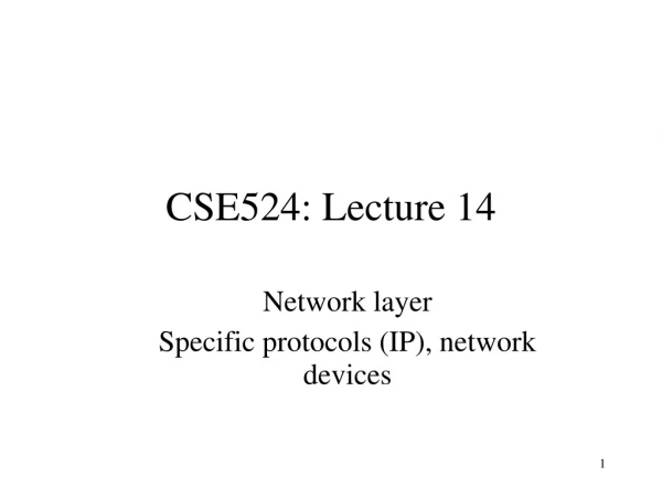 CSE524: Lecture 14