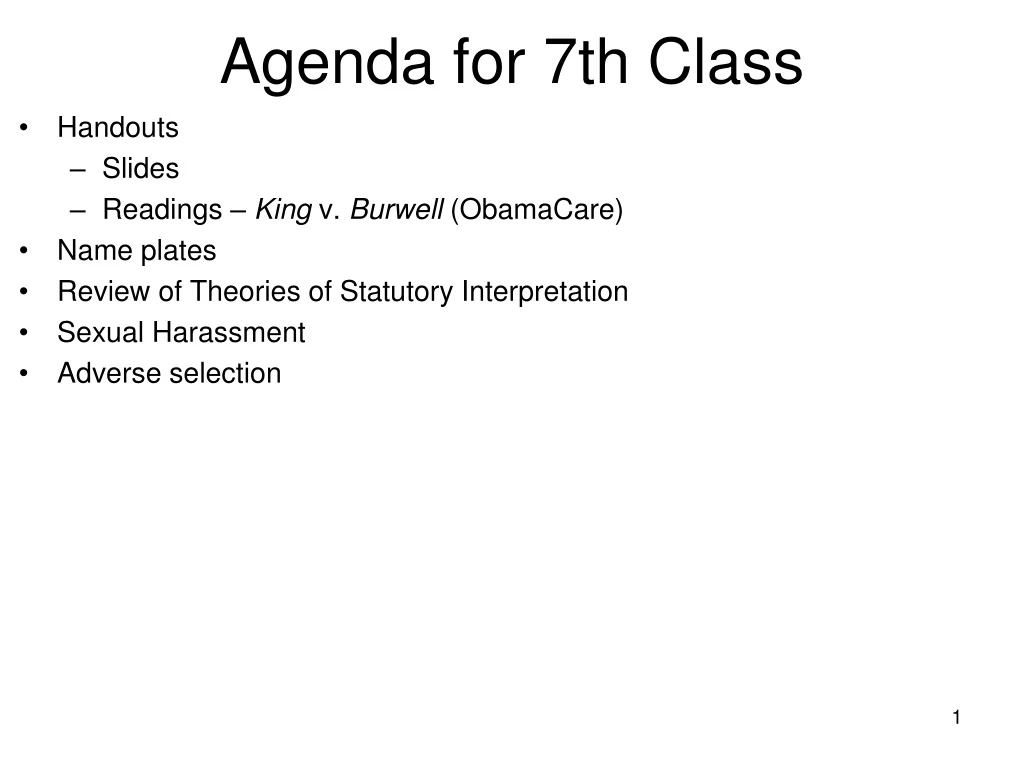 agenda for 7th class