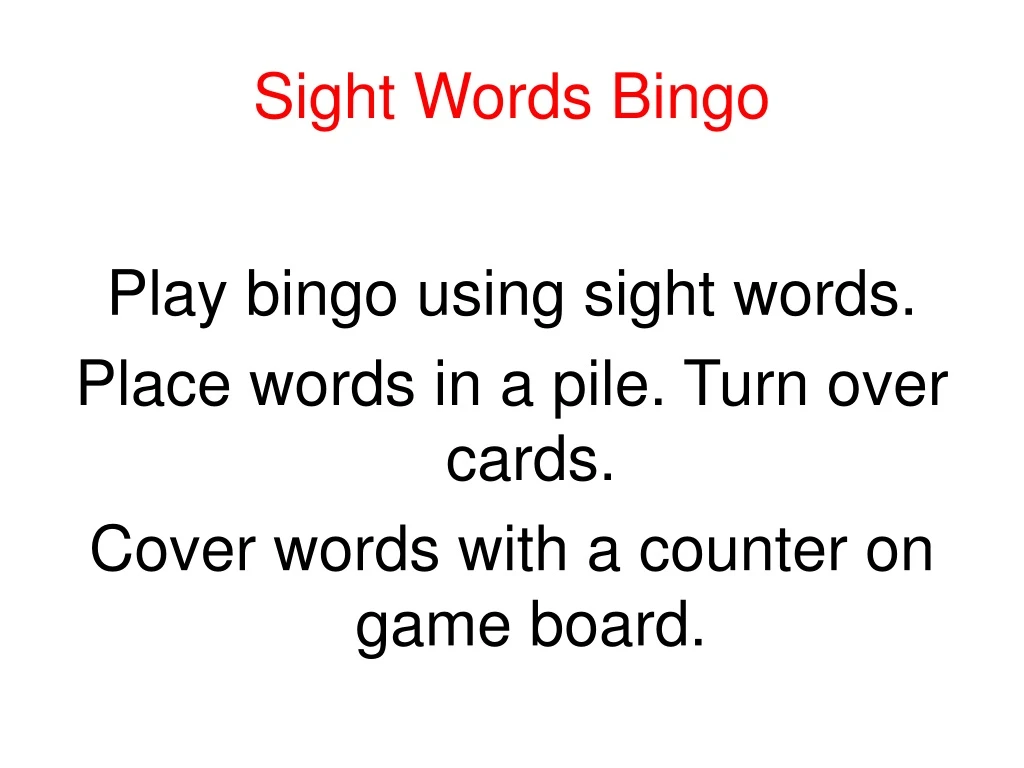 sight words bingo