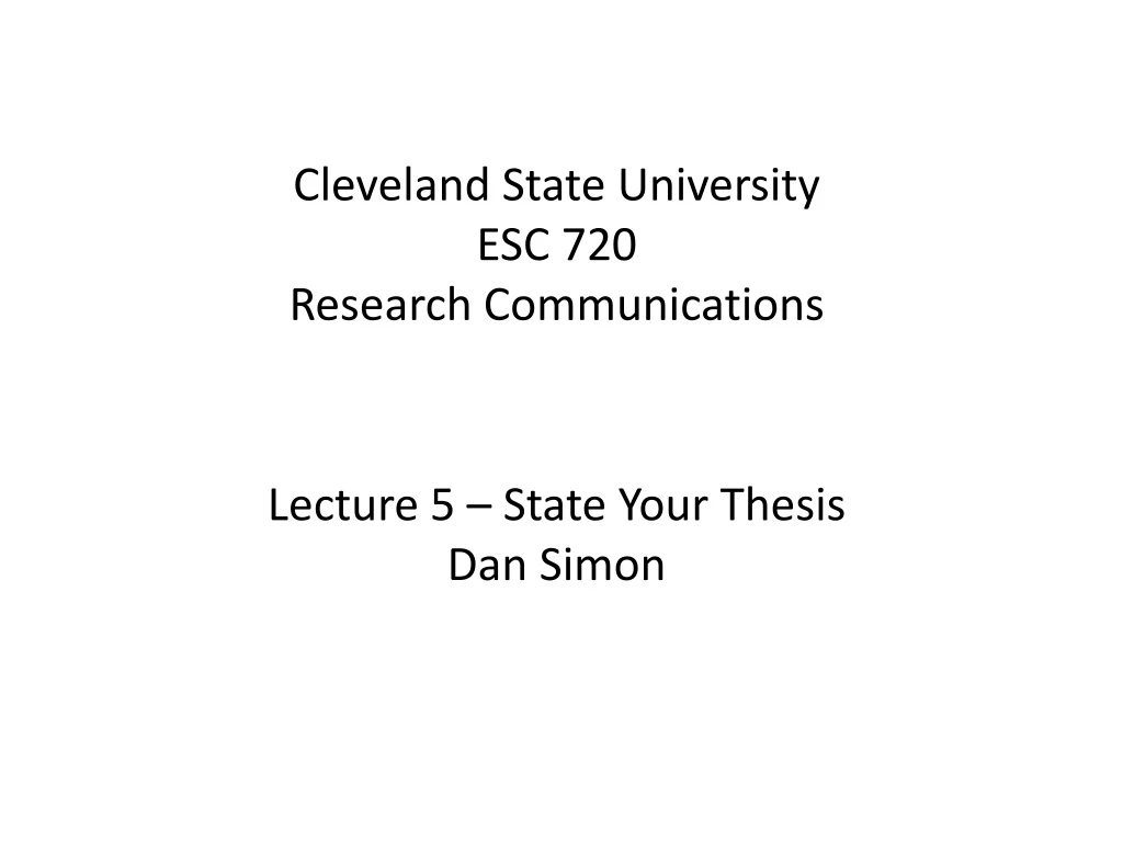 cleveland state university esc 720 research communications