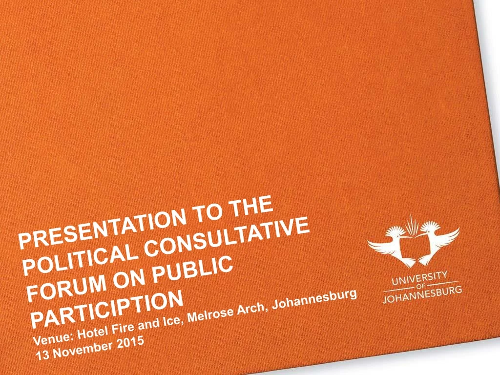 presentation to the political consultative forum