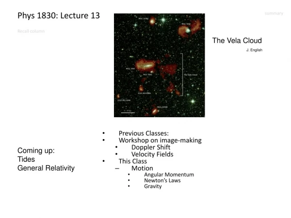 Phys 1830: Lecture 13