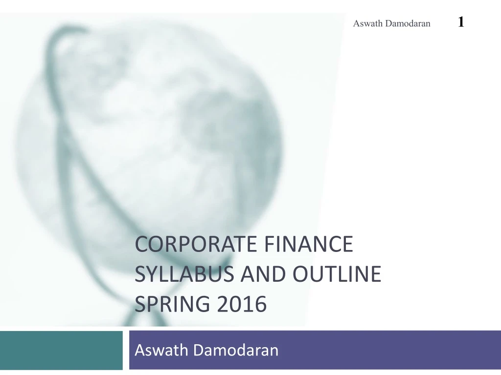 corporate finance syllabus and outline spring 2016